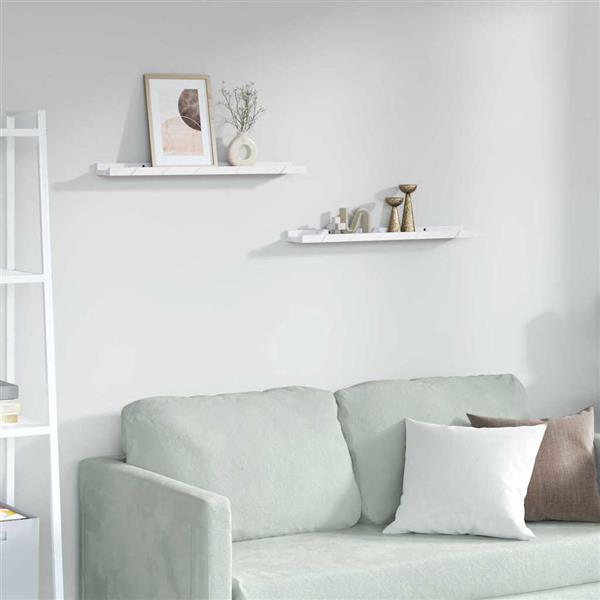 Grote foto vidaxl wandplank met plank 2 pcs wit marmer 60 x 9 x 3 cm bewerkt hout huis en inrichting woningdecoratie