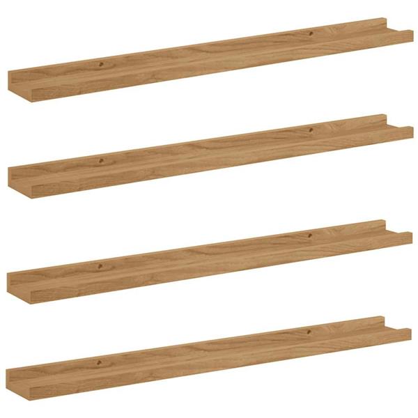 Grote foto vidaxl wandplank met plank 4 pcs bruin 80 x 9 x 3 cm bewerkt hout huis en inrichting woningdecoratie