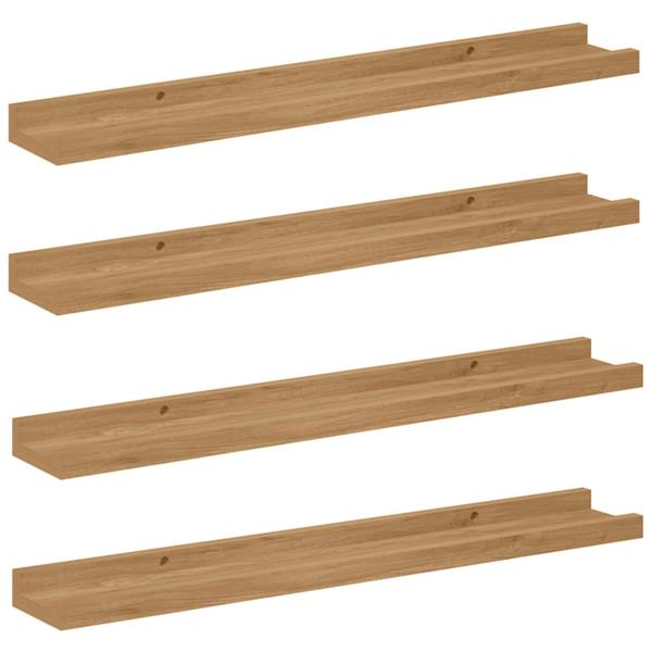 Grote foto vidaxl wandplank met plank 4 pcs bruin 60 x 9 x 3 cm bewerkt hout huis en inrichting woningdecoratie