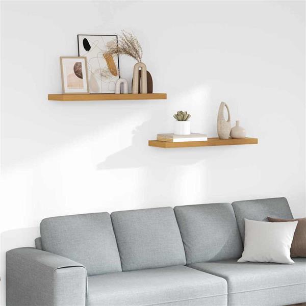 Grote foto vidaxl wandplank met opslag 2 pcs beige 90 x 23 5 x 4 cm bewerkt hout huis en inrichting woningdecoratie