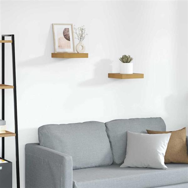 Grote foto vidaxl wandplank met opslag 2 pcs beige 23 x 23 5 x 4 cm bewerkt hout huis en inrichting woningdecoratie