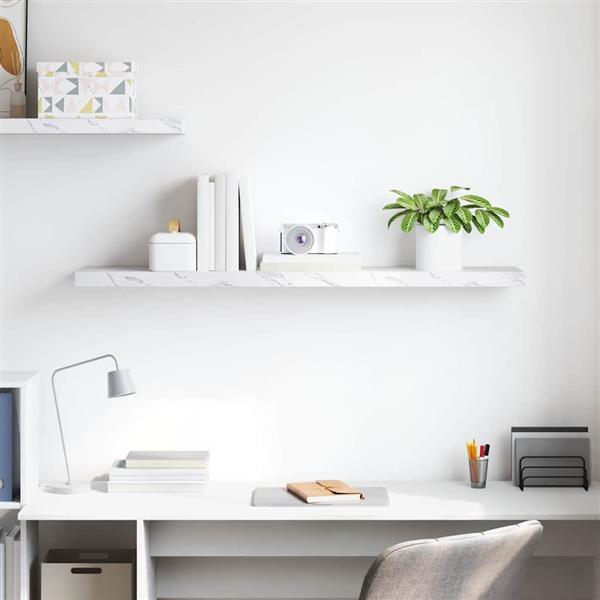 Grote foto vidaxl wandplank met opslag wit marmer 120 x 23 5 x 4 cm bewerkt hout huis en inrichting woningdecoratie