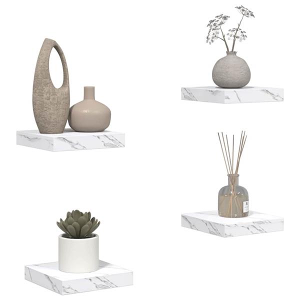 Grote foto vidaxl wandplank 4 pcs wit marmer 23 x 23 5 x 4 cm bewerkt hout huis en inrichting woningdecoratie