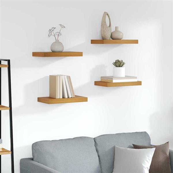 Grote foto vidaxl wandplank met opslag 4 pcs bruin 40 x 23 5 x 4 cm bewerkt hout huis en inrichting woningdecoratie