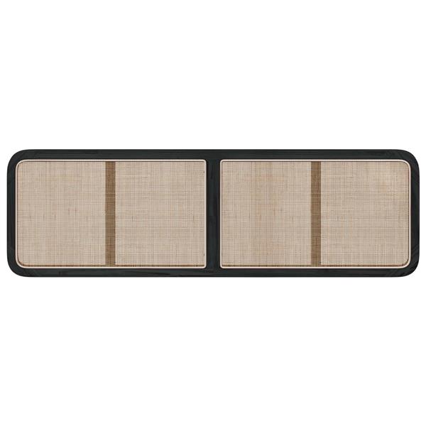 Grote foto vidaxl hoofdbord met hoofdeinde zwart 180 x 55 x 3 cm rattan antiek en kunst stoelen en banken