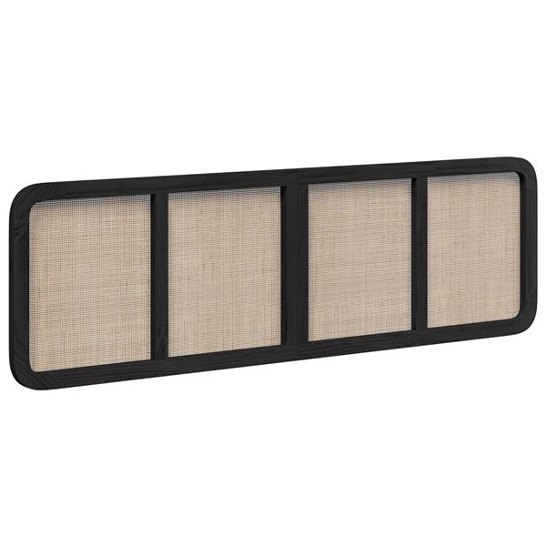 Grote foto vidaxl hoofdbord met hoofdeinde zwart 180 x 55 x 3 cm rattan antiek en kunst stoelen en banken