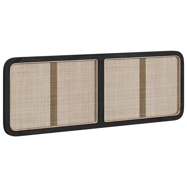 Grote foto vidaxl hoofdbord met hoofdeinde zwart 160 x 55 x 3 cm rattan antiek en kunst stoelen en banken