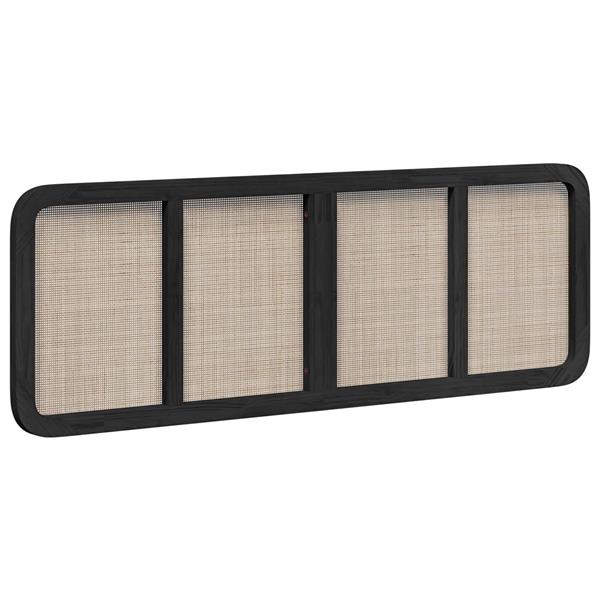 Grote foto vidaxl hoofdbord met hoofdeinde zwart 160 x 55 x 3 cm rattan antiek en kunst stoelen en banken