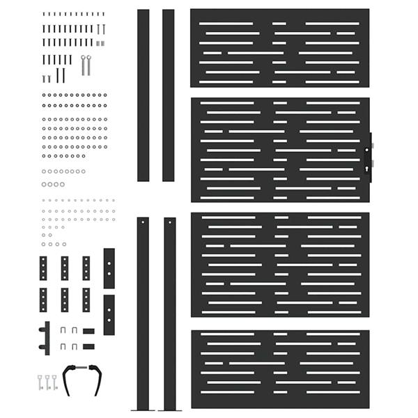 Grote foto vidaxl tuinpoort met slot zwart 100 x 175 cm gepoedercoat staal tuin en terras hekken en schuttingen