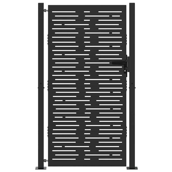 Grote foto vidaxl tuinpoort met slot zwart 100 x 175 cm gepoedercoat staal tuin en terras hekken en schuttingen