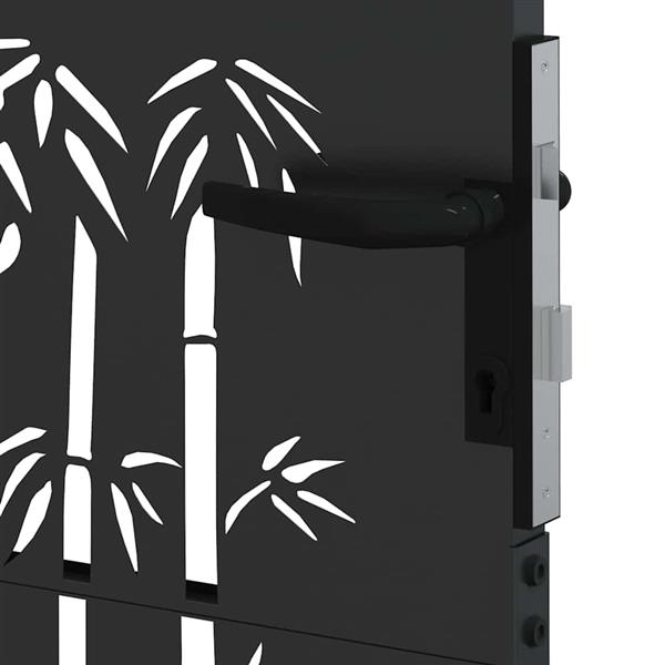 Grote foto vidaxl tuinpoort met slot zwart 100 x 175 cm gepoedercoat staal tuin en terras hekken en schuttingen