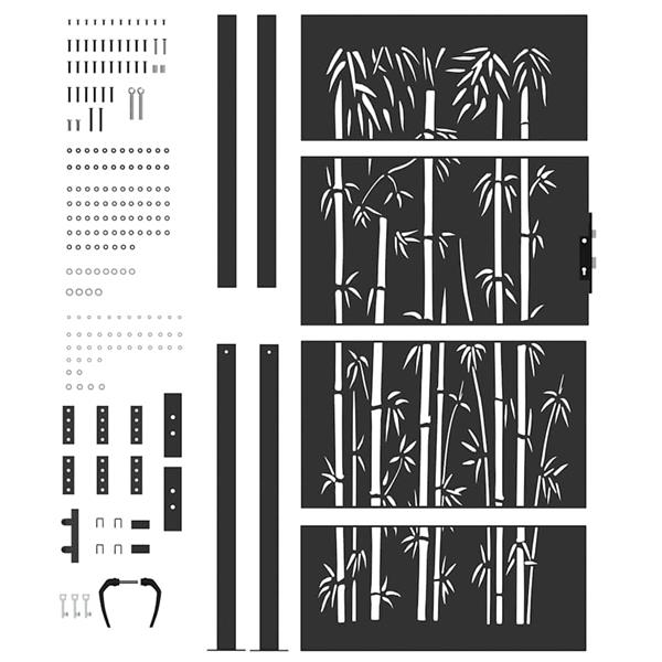 Grote foto vidaxl tuinpoort met slot zwart 100 x 175 cm gepoedercoat staal tuin en terras hekken en schuttingen