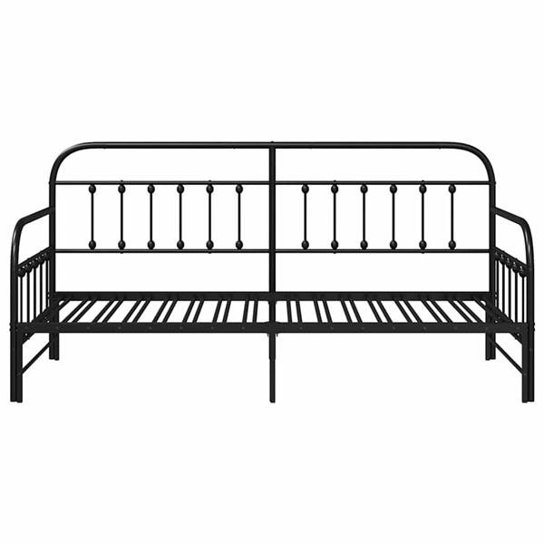 Grote foto vidaxl bedframe voor een daybed zwart 100 x 200 cm staal antiek en kunst stoelen en banken