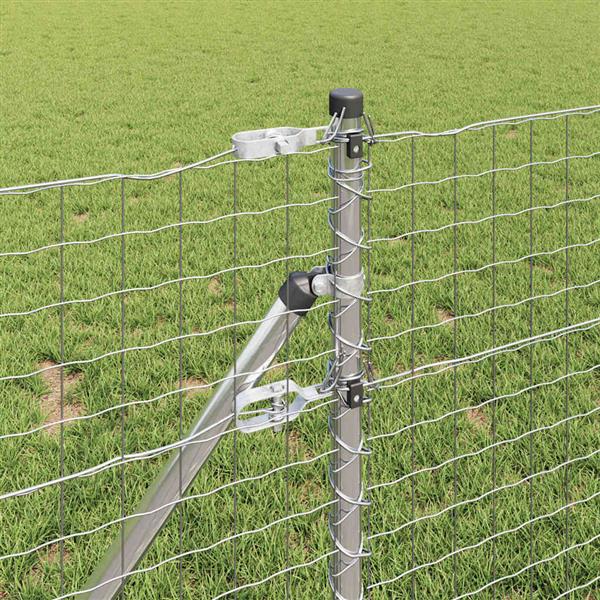 Grote foto vidaxl hekpalen 2 pcs zilver 120 cm poedergecoat staal tuin en terras overige tuin en terras