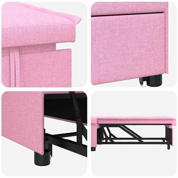 Grote foto vidaxl sofa bed roze 194 x 67 x 37 cm stof huis en inrichting bankstellen