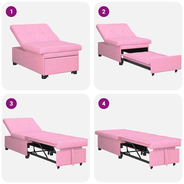 Grote foto vidaxl sofa bed roze 194 x 67 x 37 cm stof huis en inrichting bankstellen