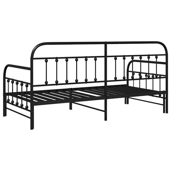 Grote foto vidaxl bedframe voor een daybed zwart 100 x 200 cm staal antiek en kunst stoelen en banken