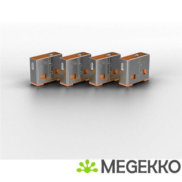 Grote foto lindy 40453 usb port blocker pack 4 colour code orange computers en software overige computers en software