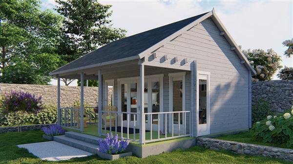 Grote foto blokhut tuinhuis olaug 44 mm vuren tuin en terras tuinhuisjes en blokhutten