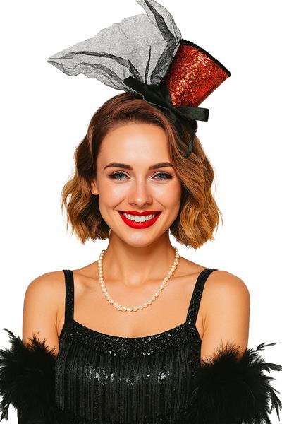 Grote foto hoed bucket hat rood zwart glitters verzamelen overige verzamelingen