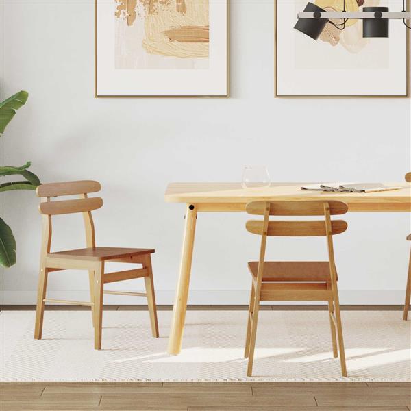 Grote foto vidaxl eetkamerstoel 2 pcs naturel massief rubberhout huis en inrichting stoelen