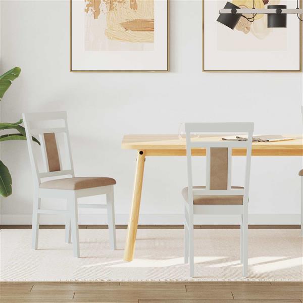 Grote foto vidaxl eetkamerstoel 2 pcs wit en bruin massief rubberhout huis en inrichting stoelen