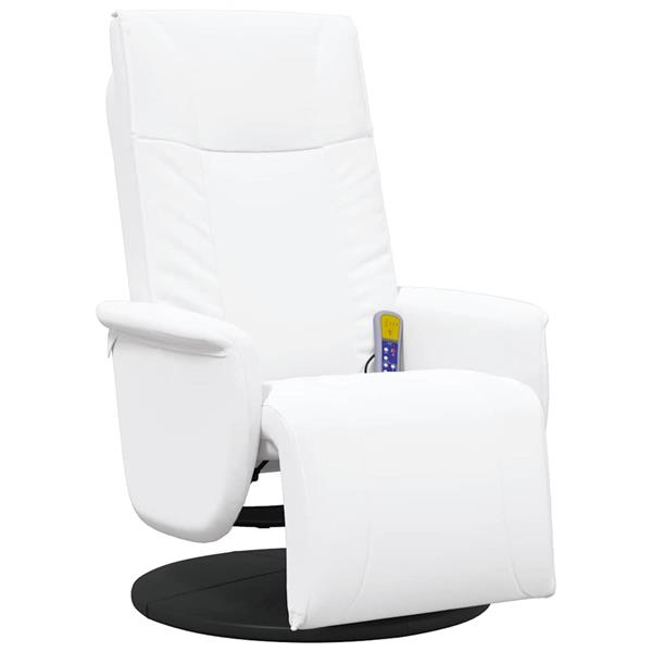 Grote foto vidaxl massage recliner stoel wit 71 x 90 x 105 cm nep leer huis en inrichting stoelen