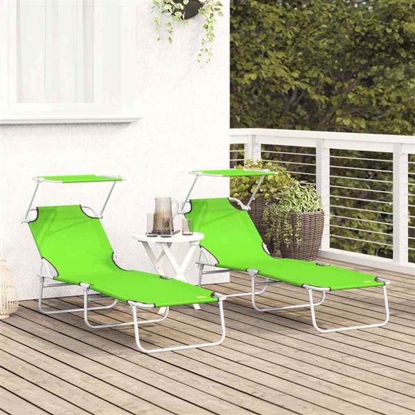 Grote foto vidaxl ligstoel 2 persoon 2 pcs groen 58 x 188 x 77cm stof tuin en terras tuinmeubelen