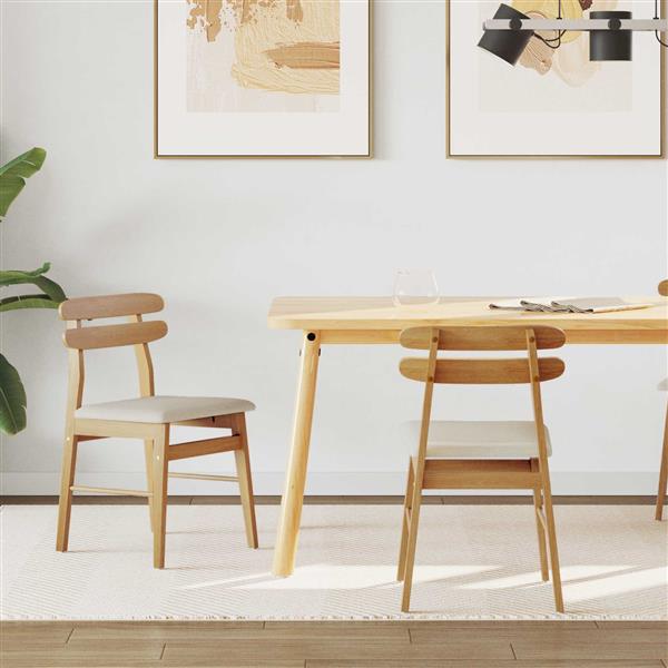 Grote foto vidaxl eetkamerstoel 2 pcs natuurlijk en licht massief rubberhout huis en inrichting stoelen