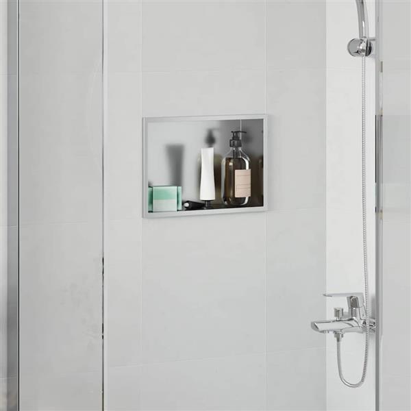 Grote foto vidaxl douche niche zilver 30 x 20 x 9.5 cm roestvrij staal huis en inrichting complete badkamers