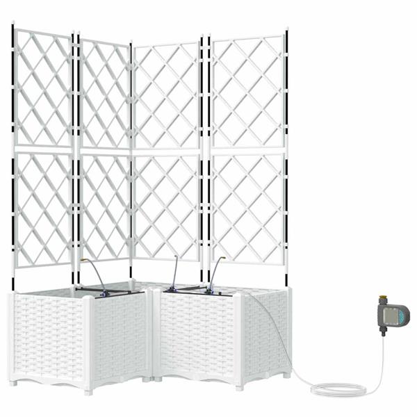 Grote foto vidaxl tuinplantbakken wit 80 x 80 x 142 cm staal tuin en terras overige tuin en terras