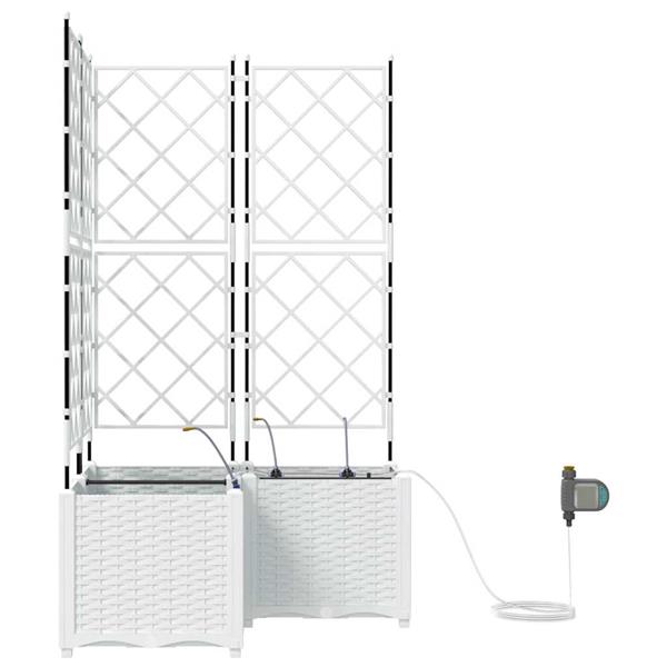 Grote foto vidaxl tuinplantbakken wit 80 x 80 x 142 cm staal tuin en terras overige tuin en terras