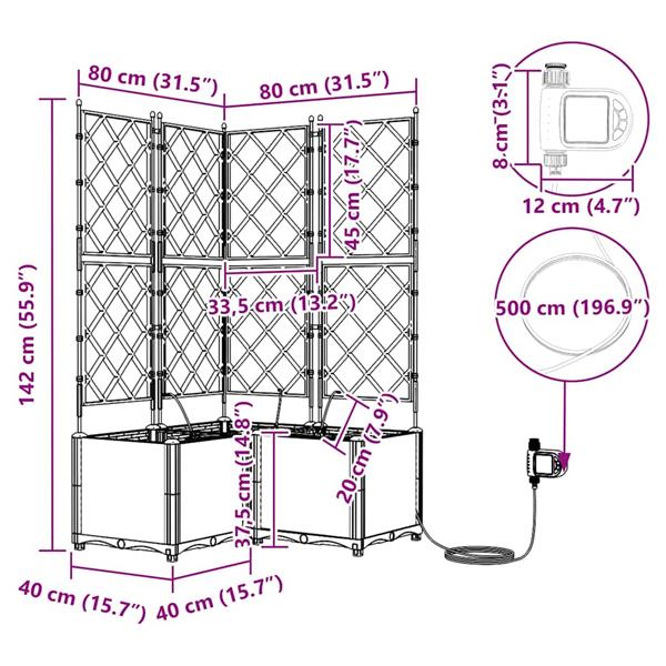 Grote foto vidaxl tuinplantbakken wit 80 x 80 x 142 cm staal tuin en terras overige tuin en terras
