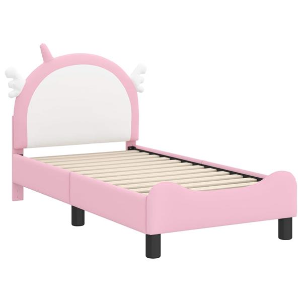 Grote foto vidaxl peuterbedframe met hoofdbord met hoofdeinde roze 70 x 140 cm pu antiek en kunst stoelen en banken