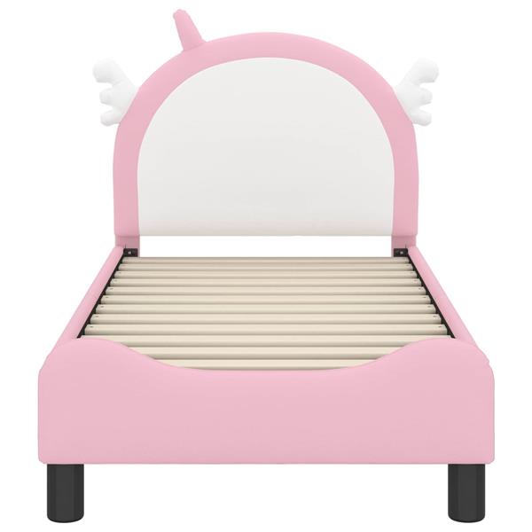 Grote foto vidaxl peuterbedframe met hoofdbord met hoofdeinde roze 70 x 140 cm pu antiek en kunst stoelen en banken