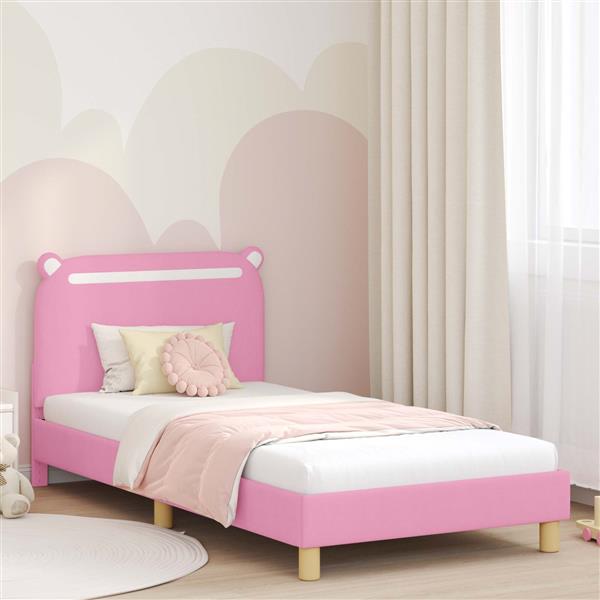 Grote foto vidaxl bedframe voor kinderen met hoofdbord roze 90 x 200 cm stof antiek en kunst stoelen en banken