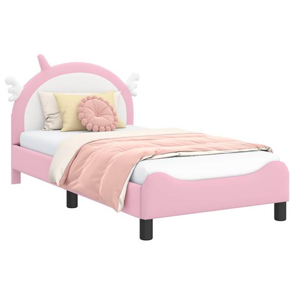 Grote foto vidaxl bedframe voor kinderen met hoofdbord roze 80 x 160 cm pu antiek en kunst stoelen en banken