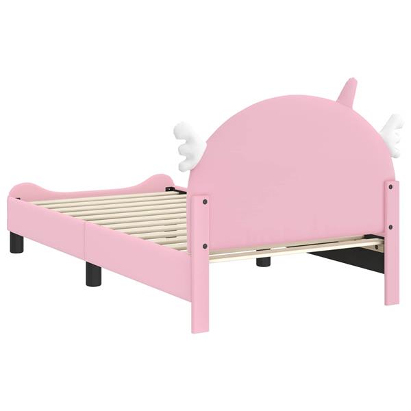 Grote foto vidaxl bedframe voor kinderen met hoofdbord roze 80 x 160 cm pu antiek en kunst stoelen en banken