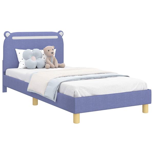 Grote foto vidaxl bedframe voor kinderen met hoofdbord jeans blauw 90 x 190 cm antiek en kunst stoelen en banken