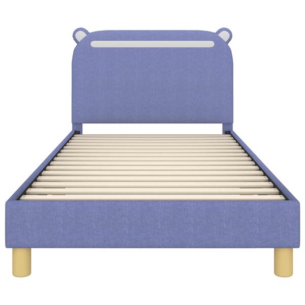 Grote foto vidaxl bedframe voor kinderen met hoofdbord jeans blauw 80 x 200 cm antiek en kunst stoelen en banken