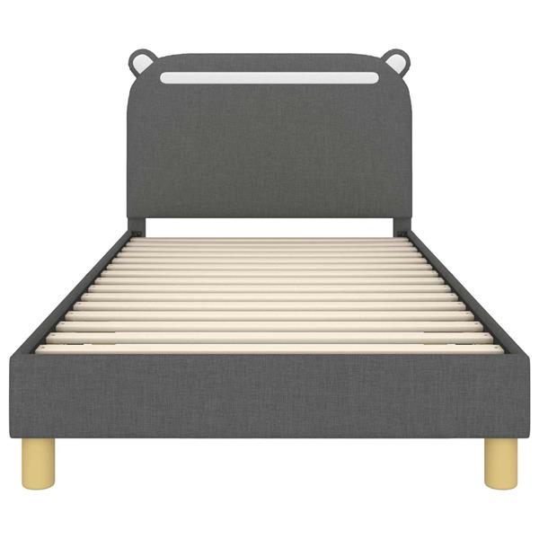 Grote foto vidaxl bedframe voor kinderen met hoofdbord donkergrijs 90 x 190 cm antiek en kunst stoelen en banken