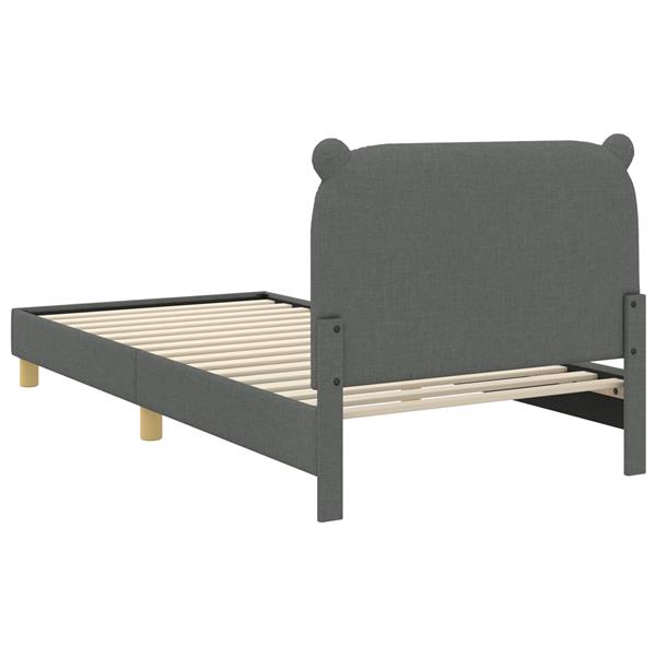 Grote foto vidaxl bedframe voor kinderen met hoofdbord donkergrijs 80 x 200 cm antiek en kunst stoelen en banken