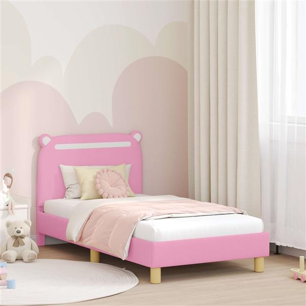 Grote foto vidaxl bedframe voor kinderen met hoofdbord roze 80 x 160 cm stof antiek en kunst stoelen en banken