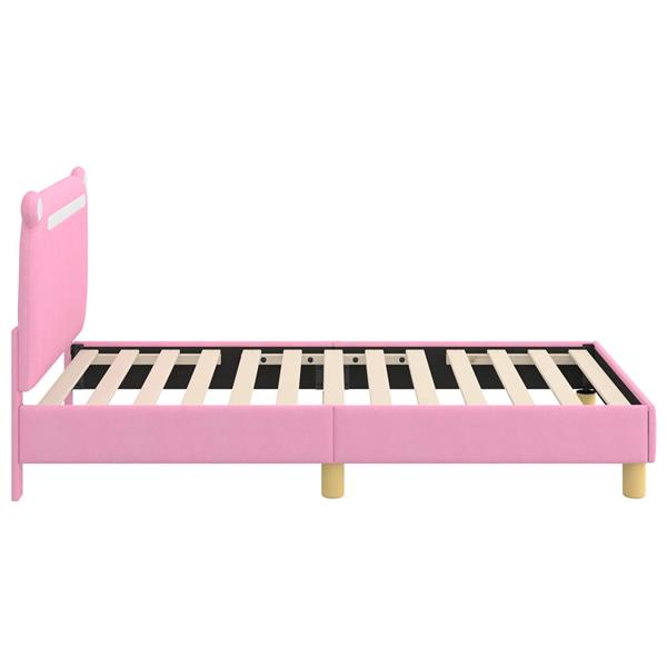 Grote foto vidaxl bedframe voor kinderen met hoofdbord roze 80 x 160 cm stof antiek en kunst stoelen en banken