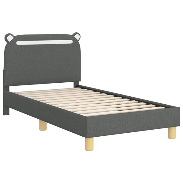 Grote foto vidaxl bedframe voor kinderen met hoofdbord donkergrijs 80 x 160 cm antiek en kunst stoelen en banken