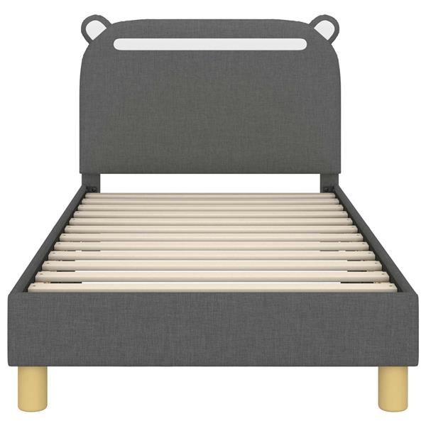 Grote foto vidaxl bedframe voor kinderen met hoofdbord donkergrijs 80 x 160 cm antiek en kunst stoelen en banken