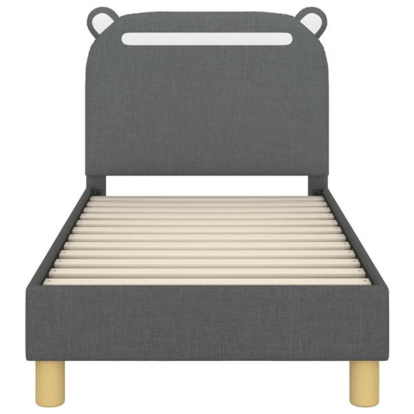 Grote foto vidaxl peuterbedframe met hoofdbord donkergrijs 70 x 140 cm stof antiek en kunst stoelen en banken