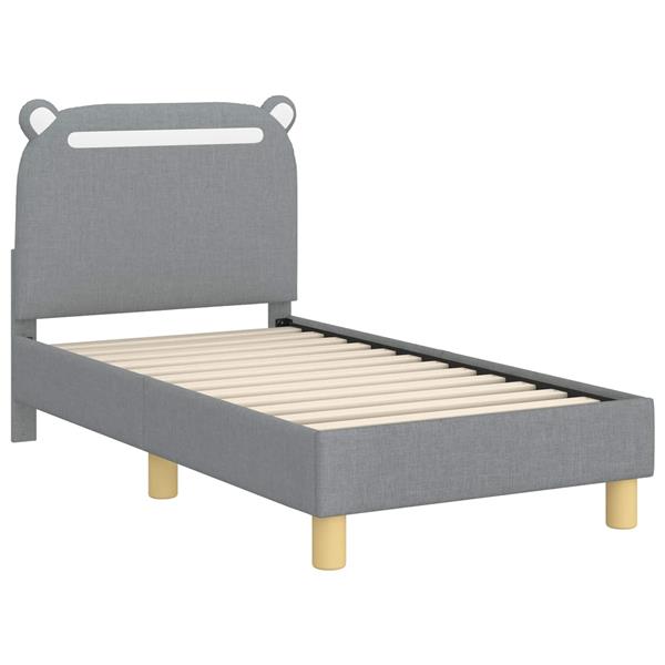 Grote foto vidaxl peuterbedframe met hoofdbord lichtgrijs 70 x 140 cm stof antiek en kunst stoelen en banken