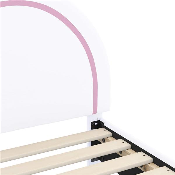 Grote foto vidaxl bedframe voor kinderen met hoofdbord wit 90 x 200 cm pu antiek en kunst stoelen en banken