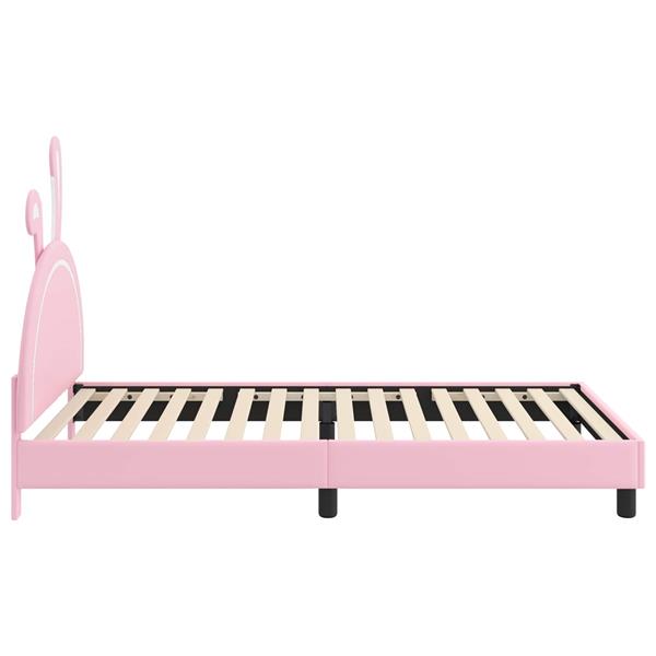 Grote foto vidaxl bedframe voor kinderen met hoofdbord roze 90 x 190 cm pu antiek en kunst stoelen en banken